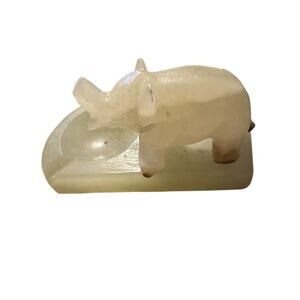 Vintage Marble Stone Elephant Figurine Ashtray